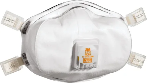 Vista 5 de 3M Respirador con válvula N100 para eliminación de pintura con plomo 8233, 1 paquete, válvula de exhalación COOL FLOW, aprobado por NIOSH, medios