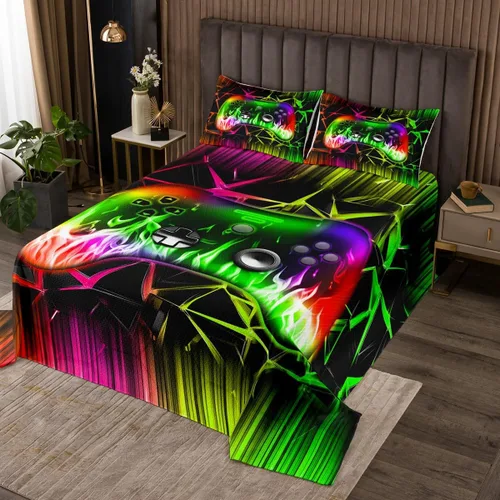 Vista 8 de Castle Fairy Gamepad Bedspread Quilt,Video Gaming Black Bedding Coverlet for All Season Bedroom,Kids Games Consoles Twin Size Coverlet Set with 1