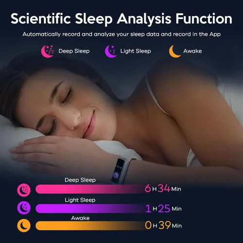 Vista 5 de Rastreador de actividad física para hombres y mujeres, reloj inteligente con presión arterial, frecuencia cardíaca, temperatura corporal y monitor