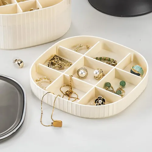 Vista 4 de Joyero, organizador de joyas de acrílico de 3 capas con asa, cajas de joyería transparentes para mujeres y niñas, organizador de maquillaje, soporte