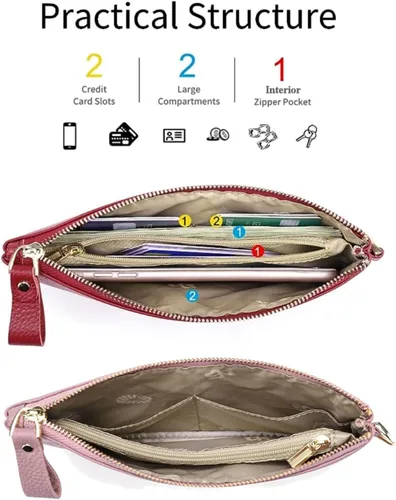 Vista 4 de Cartera de cuero delgada con bloqueo RFID para mujer, Amarillo Dorado