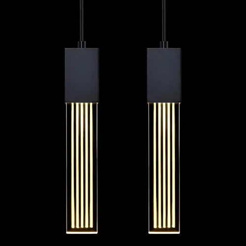 Vista 4 de 2 Pack Integrated Hanging Crystal Kitchen Island Modern Concise Pendant Ceiling Light Fixture,Black Finish for Kitchen Island Dining Room Bedroom