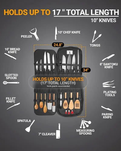 Vista 6 de Chef Sac Mochila para cuchillos de chef con 10 protectores de cuchillos incluidos