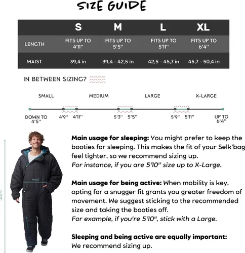 Vista 4 de Saco de dormir portátil Selk'bag Original - Saco de dormir para exteriores e interiores - Traje de saco de dormir - Rango de temperatura de 35 a 44