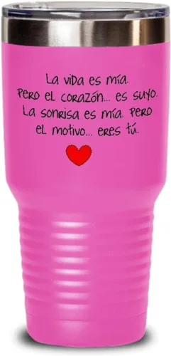 Vista 4 de Regalo para novia Taza de cafe para esposa Perfecto regalo para navidad, graduados, profesionales y estudiantes Vaso con afirmaciones Azul
