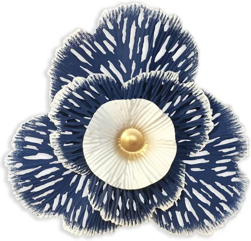 Vista 16 de Decoración artística de pared de flores de metal, escultura floral moderna y rústica de 8.3 pulgadas, hierro envejecido para colgar en la pared