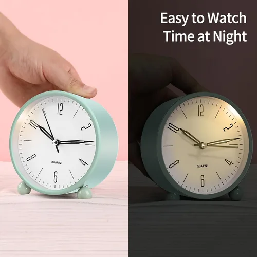 Vista 2 de pxy Lindo y seguro reloj despertador para niños alimentado por batería (batería incluida), reloj despertador analógico súper silencioso analógico