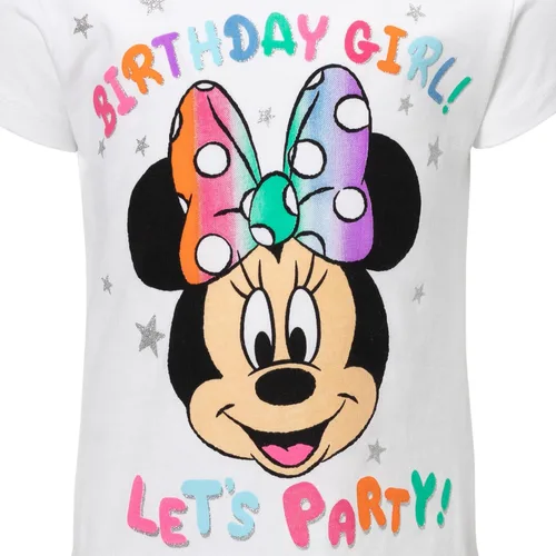 Vista 2 de Disney Minnie Mouse Princess Belle The Little Mermaid Moana Lilo &Stitch Frozen - Camiseta de cumpleaños para niñas pequeñas a niños pequeños