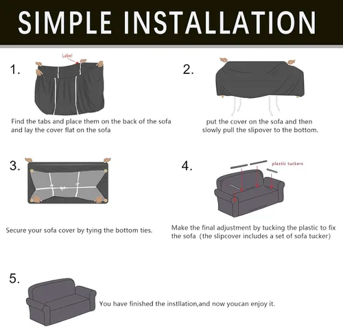 Vista 6 de Qubjus Funda elástica para sofá estampada, con una funda de cojín separada para sofás de 3 cojines, protector universal de muebles lavable y Pluma