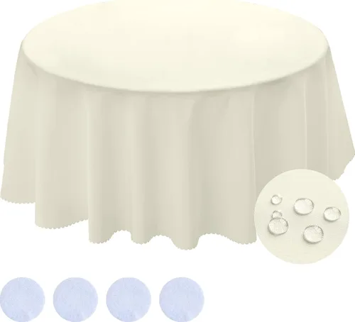 Vista 29 de BYDOLL Mantel redondo de 48 pulgadas para la parte superior de un máximo de 38 pulgadas de diámetro, color beige, lavable, al aire libre, resistente