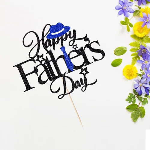 Vista 7 de Decoración para tartas con purpurina negra para el día del padre, feliz cumpleaños papá, te amamos papá, decoraciones de fiesta del día del padre