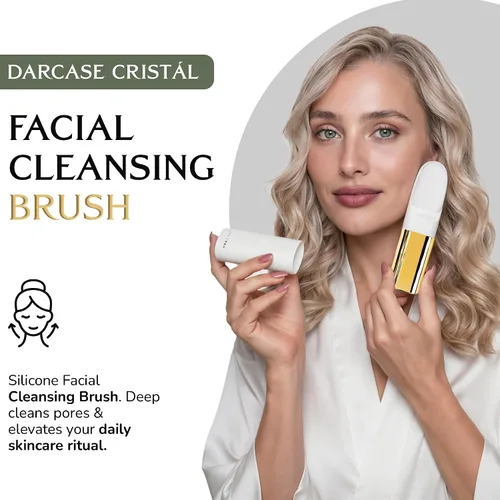 Vista 2 de DARCASE CRISTÁL - Un cepillo de limpieza facial de lujo. Doble función: limpieza profunda con cerdas de silicona y masaje ocular térmico