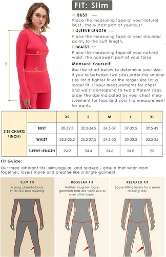 Vista 2 de Conjunto de ropa interior 100 % lana merino para mujer, Peach Blossom-8.99oz, L