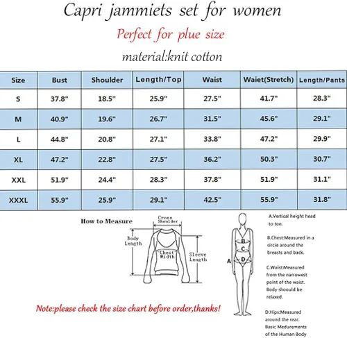Vista 6 de ENJOYNIGHT - Conjunto de pijama para mujer con pantalones capri