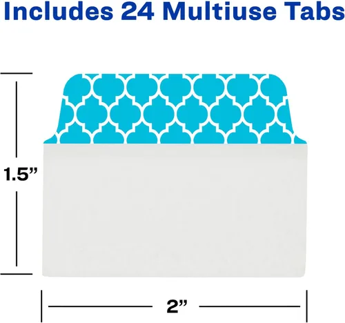 Vista 7 de Avery Pestañas Multiuso Ultra, 2" x 1.5", Escribibles por 2 Lados, Diseños Surtidos, 24 Pestañas Reposicionables (74774)