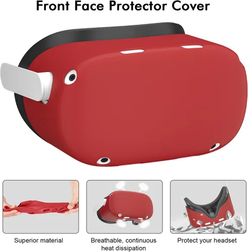 Vista 7 de AIXOTO Accessories for Oculus Quest 2 All-in-one Set for Quest 2 Controller Grips Cover Quest 2 Silicone Face Cover Lens Protective Cover VR Shell