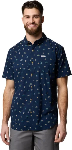 Vista 21 de Columbia - Camisa de manga corta para hombre Rapid Rivers con estampado, con cómodo elástico Colegial Navy Outback