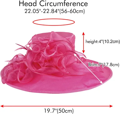 Vista 4 de Sombrero del Derby de Kentucky 2025 para mujeres y damas, tocado de plumas de velo de organza para fiesta de té, iglesia, protección UV, sombrero