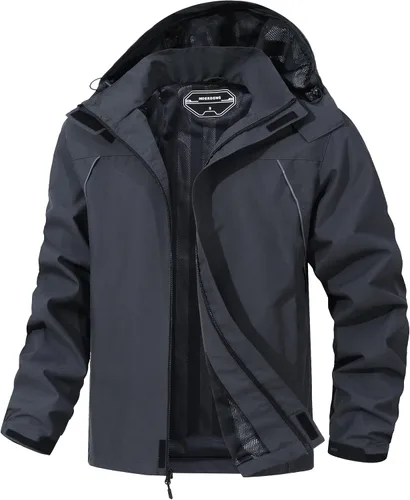 Vista 5 de Chaqueta impermeable para hombre, rompevientos, ligera, con capucha desmontable