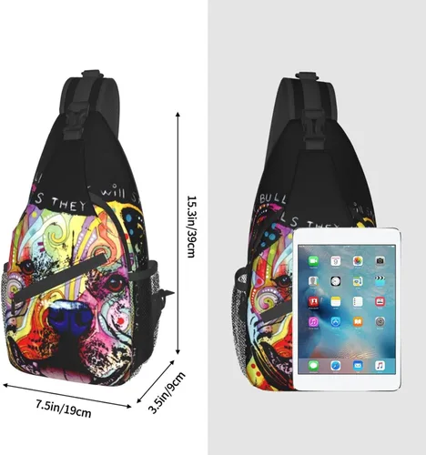 Vista 3 de Hicyyu Pitbull Florecent - Bolso bandolera para exteriores, unisex, para adultos jóvenes, senderismo, mochila, Perro Pitbull Florecent, Mochilas