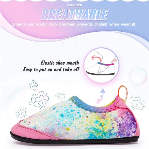 Vista 6 de Apolter - Zapatos de agua o natación estilo calcetín para niños, unisex, antideslizantes, para la playa o piscina, color aguamarina