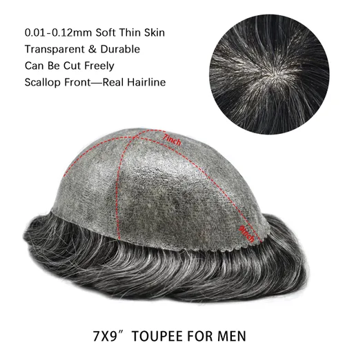 Vista 272 de Toupee para hombre 100% cabello humano real tupé para hombres 0.004 in piel de poliuretano para hombre, sistema de reemplazo de piezas de pelo