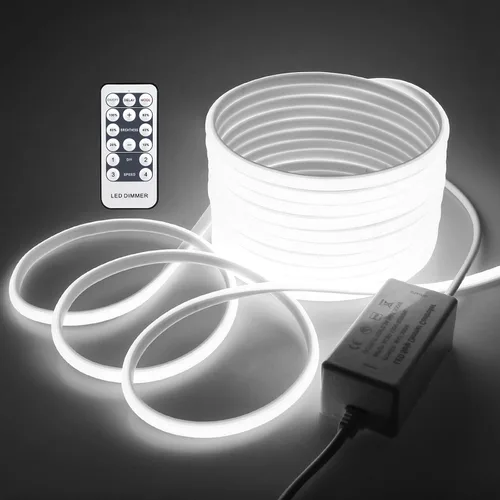 Vista 13 de Tira de luces LED COB de 5 M para dormitorio, 16.4 pies, luces LED de cuerda para exteriores, impermeable, blanco cálido, CA de 110 V ~ 120 V