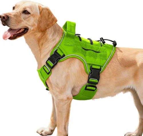 Vista 14 de Arnés táctico para perros grandes, chaleco reflectante ajustable sin tirones con sistema Molle, control de grado militar K9 para entrenamiento