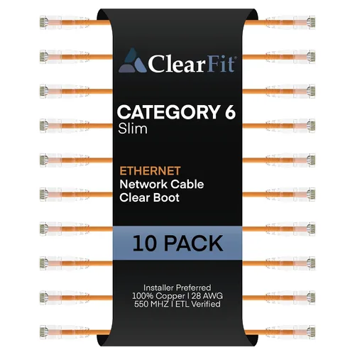 Vista 22 de UNC Group - Paquete de 10 cables de conexión Ethernet Cat6 28AWG de 1 pie, red, arranque transparente, Internet Cat 6, clasificación para centro
