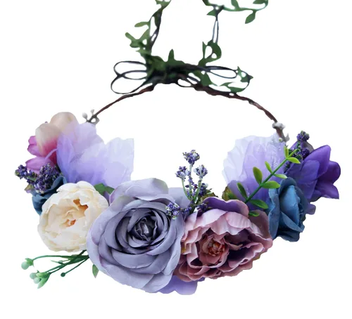Vista 21 de Corona floral para mujer, diadema floral para el cabello, corona de flores, halo bohemio, fiesta, baile de graduación, fotos