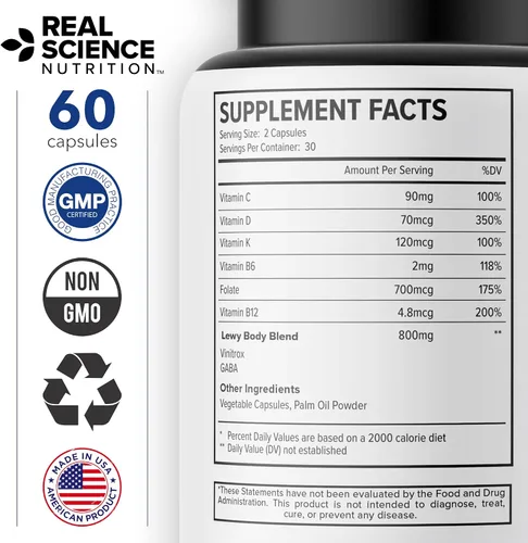 Vista 9 de Real Science Nutrition Ofrece Lew-X - Un suplemento nutricional formulado para el alivio del cuerpo de Lewy para apoyar la memoria y la claridad