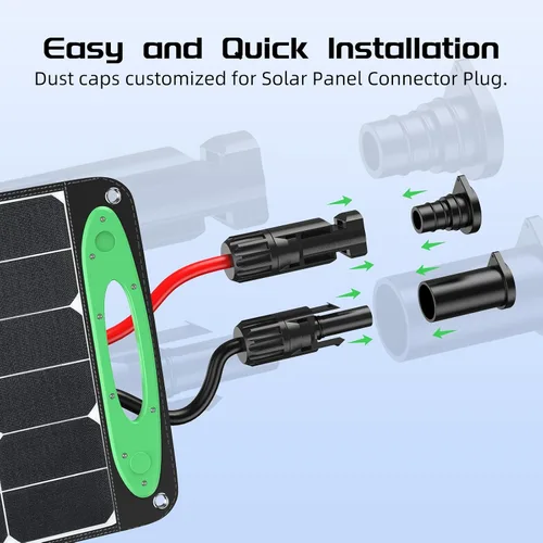 Vista 3 de Bateria Power 5 pares de tapas de conector solar, IP68 resistente a la intemperie macho y hembra para conectores de panel solar