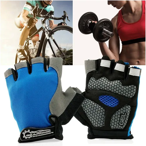 Vista 2 de GEARONIC Guantes de ciclismo para hombre, guantes de bicicleta de montaña sin dedos para hombres, guantes de bicicleta de montaña transpirables