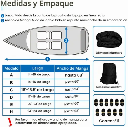 Vista 6 de iCOVER - Funda para lancha remolcable, resistente, impermeable, lona, grado marino, apta para lanchas de pesca y esquí, V-Hull, de 14-16 pies