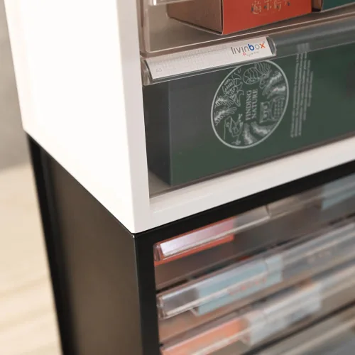 Vista 7 de livinbox Organizador de almacenamiento de escritorio con 13 cajones, piezas de hardware de arte y gabinete de almacenamiento de manicura