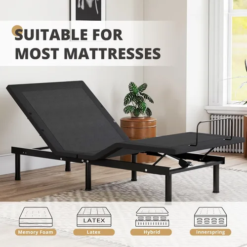 Vista 2 de EGOHOME Marco de cama ajustable individual XL con control remoto inalámbrico, base de cama eléctrica ajustable independiente con inclinación