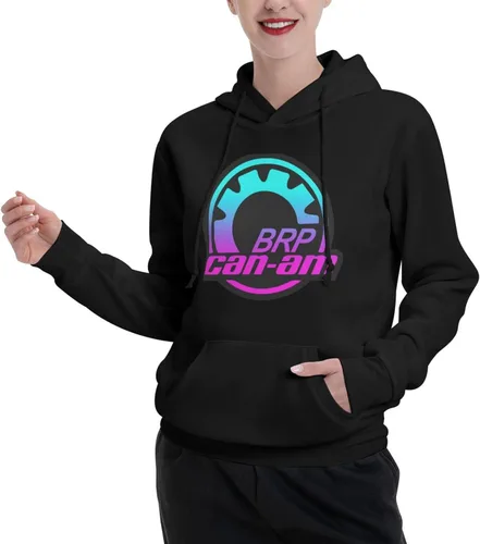 Vista 8 de GKEWEA Can-Am Logo Modelos para parejas, sudaderas básicas sin botones de forro polar retro con bolsillos, color negro