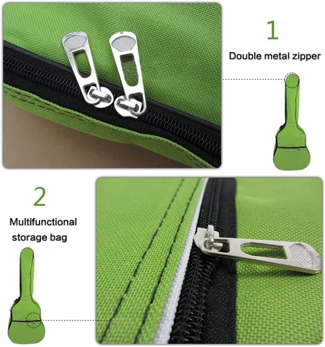 Vista 2 de Funda impermeable de esponja de 5 mm, duradera, colorida y convencional para guitarra con almacenamiento (para 91 cm, negro)
