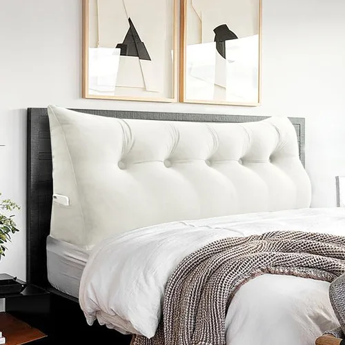 Vista 22 de Almohada de cabecero – Almohada de cama grande 3 en 1 como almohada de lectura de cuña, almohada grande para sofá cama o respaldo de apoyo, almohada