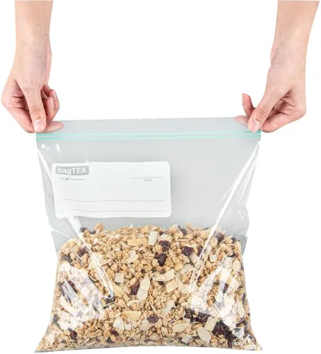 Vista 8 de Restaurantware Bag Tek - Bolsas de almacenamiento con cremallera de 1 galón, 25 bolsas desechables con cremallera, bolsas de plástico transparente a