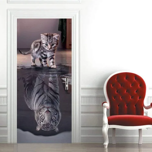 Vista 119 de Calcomanías 3D para puerta, murales para despegar y pegar, papel tapiz de caballo, calcomanías autoadhesivas extraíbles de PVC, impermeable, póster