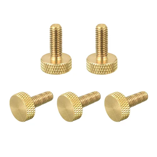 Vista 17 de uxcell 2 tornillos moleteados de latón para pulgar, M3x8mm de agarre plano, perno de sujeción para electrónicos, mecánicos