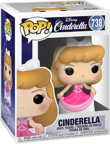 Vista 3 de POP Disney: Cenicienta - Figura de vinilo Funko de Cenicienta con vestido rosa (empaquetado con funda protectora de caja compatible), multicolor