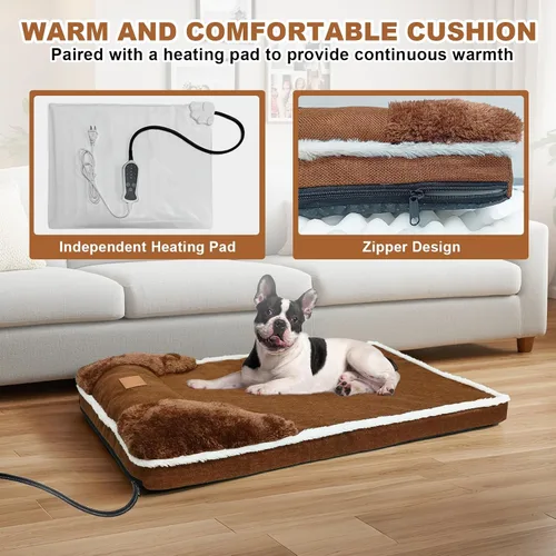 Vista 6 de Cama térmica para mascotas para gatos y cachorros, camas para perros de 20 x 20 pulgadas con cama de espuma viscoelástica, sofá para perro