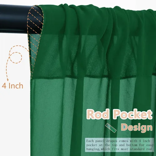 Vista 5 de Cortinas de techo verdes para cortinas de boda para techo, tela drapeada, 2 paneles de 5 x 20 pies, cortinas de tela para cortinas de arco de boda