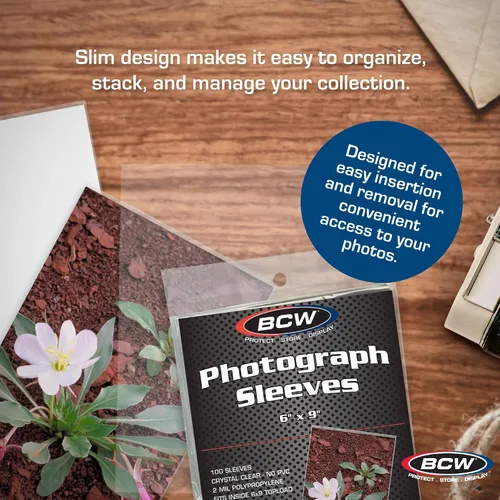 Vista 5 de BCW Fundas para fotos de 6 x 9 – 100 unidades Sin ácidos, sin PVC Polipropileno transparente Almacenamiento de archivo para fotos y postales