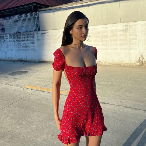 Vista 3 de NUFIWI Women Floral Mini Dress Y2k Short Bodycon Tube Dress Off Shoulder Sleeveless Cute Print Dresses Sexy Clubwear