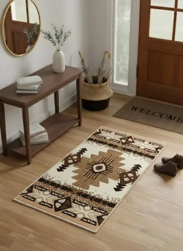 Vista 47 de YHSF South West - alfombra estilo nativo americano del suroeste C318 - fácil de limpiar, gruesa, suave, duradera, alfombra inspirada en tribus