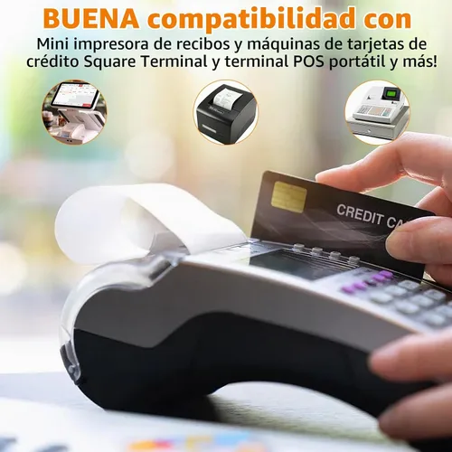 Vista 3 de rollos de papel térmico comprobante, 2 1/4 pulgadas x 50 pies (100 rollos), Blanco