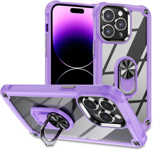 Vista 26 de Funda para iPhone 13 Pro con protector de pantalla, cristal transparente, antiamarillo, acrílico resistente, funda protectora de grado militar